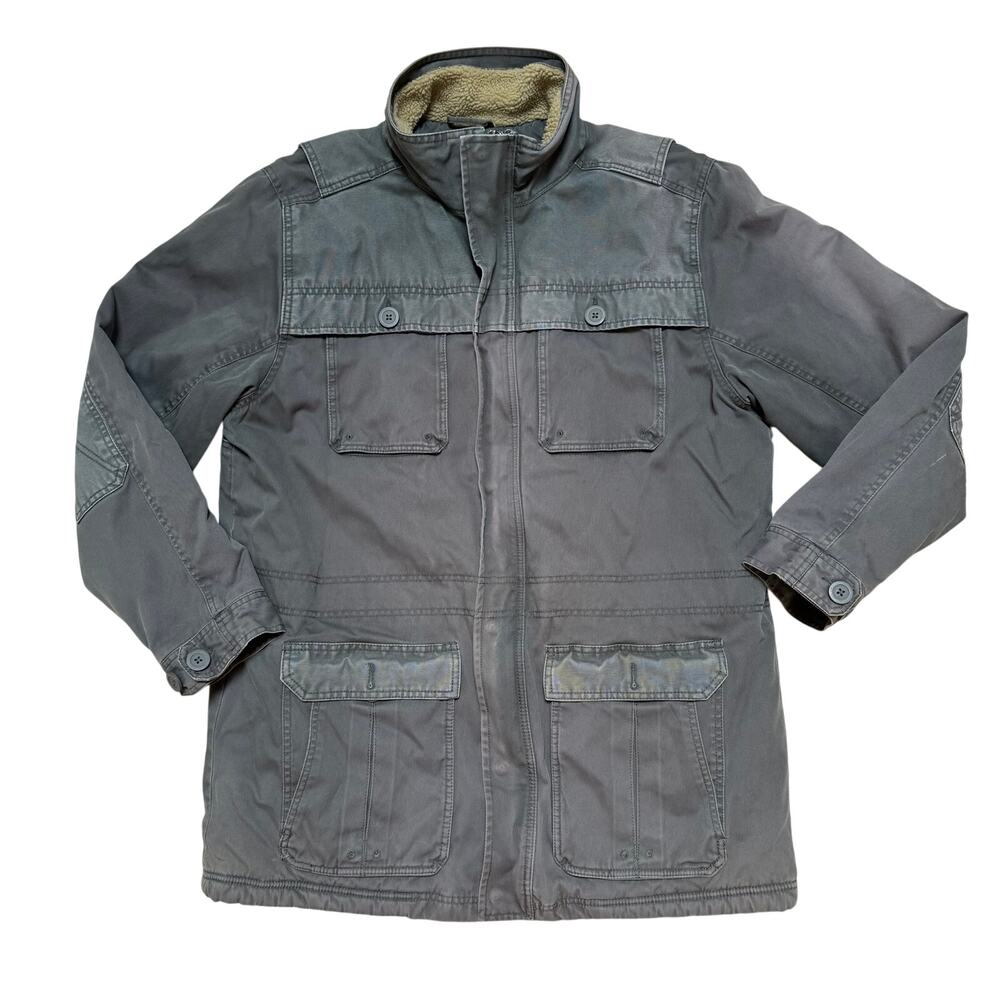 L.L. Bean Chore Coat Jacket LT Field Work Canvas 284421 Vintage Sherpa Military